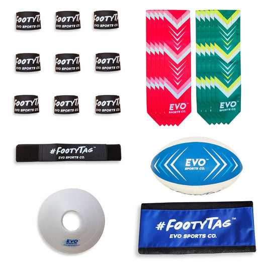Rugby Tag Kit - FootyTag Red/Green - 10 Player