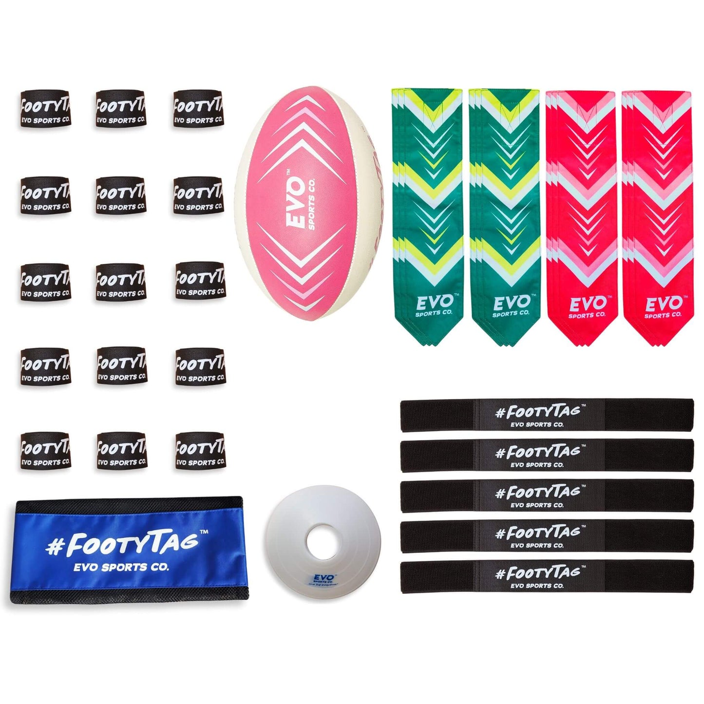 Rugby Tag Kit - Green/Red - 20 Player