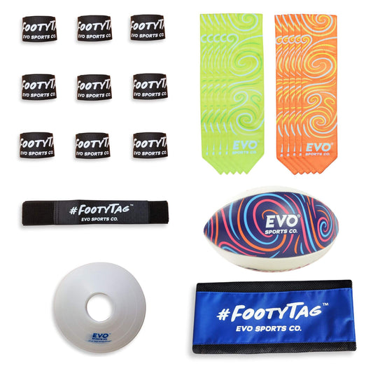 Beach Rugby Tag Kit - Beach Green/Orange - 10 Player