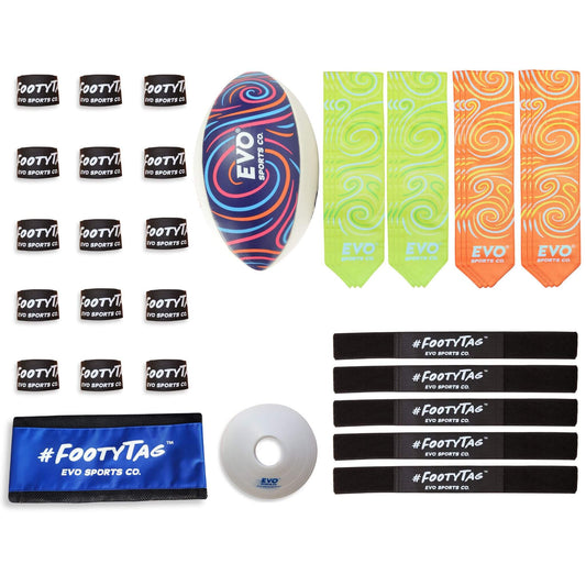Beach Rugby Tag Kit - Beach Green/Orange - 20 Player